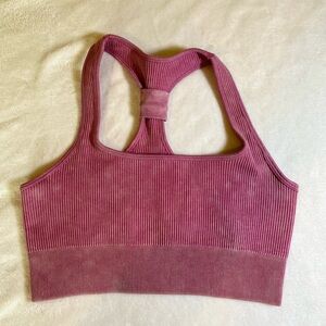 Seamless Ribbed Bralette Pink Size Medium